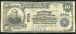 1902 $10 The Bradford National Bank Of Greenville, IL National Currency Ch #9734