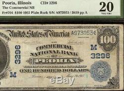1902 $100 Dollar Peoria IL National Bank Note Large Currency Old Paper Money Pmg
