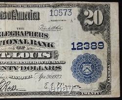 1902 $20.00 Dollars Nat'l Currency, The Telegraphers National Bank of St. Louis