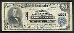 1902 $20 Central National Bank Of Spartanburg, Sc National Currency Ch. #4996