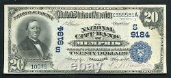 1902 $20 Db National City Bank Of Memphis, Tn National Currency Ch. #9184 Xf/au