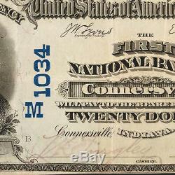 1902 $20 First National Bank of Connersville, Indiana National Currency M1034