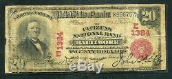 1902 $20 The Citizens National Bank Of Baltimore, MD National Currency Ch #1384
