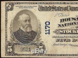 1902 $5 DOLLAR HOUSATONIC NATIONAL BANK of STOCKBRIDGE NOTE CURRENCY CH 1170