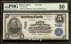 1902 $5 Dollar Belfast Maine National Bank Note Large Currency Paper Money Pmg