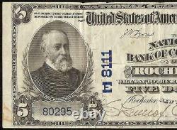 1902 $5 Dollar Bill National Bank Note Large Currency Old Paper Money Rochester