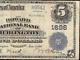 1902 $5 Dollar Howard National Bank Note Burlington Vermont Currency Paper Money