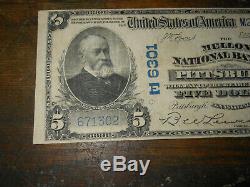 1902 $5 Dollar Mellon National Bank Of Pittsburgh Currency Note VF