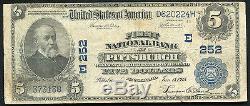 1902 $5 First National Bank Of Pittsburgh, Pa National Currency Ch. #252