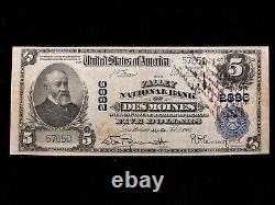 1902 $5 Five Dollar Des Moines IA National Bank Note Currency (Ch. 2886)