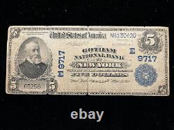 1902 $5 Five Dollar Gotham NY National Bank Note Currency (Ch. 9717)