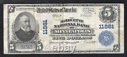 1902 $5 Marquette National Bank Of Minneapolis, Mn National Currency Ch #11861