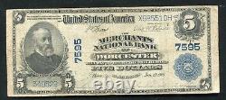 1902 $5 Merchants National Bank Of Worcester, Ma National Currency Ch. #7595