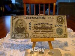 1902 $5 National Currency, Ch#13044, Bank Of Italy, San Francisco, Ca. V/f Condition
