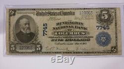 1902 $5 National Currency Columbus Ohio Huntington National Bank Large Us Note
