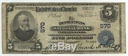 1902 $5 National Currency Large Note Ch 570 Philadelphia Tradesmens Bank BA270