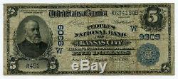 1902 $5 National Currency Note W9309 Peoples Bank Kansas City Five Dollars BJ297