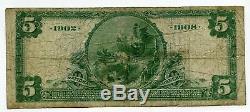 1902 $5 National Currency Note W9309 Peoples Bank Kansas City Five Dollars BJ297