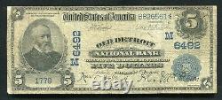 1902 $5 Old Detroit National Bank Of Michigan National Currency Ch. #6492