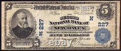 1902 $5 Second National Bank Note Currency New Haven Connecticut Very Fine Vf