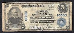 1902 $5 The Central National Bank Of Richmond, Va National Currency Ch. #10080