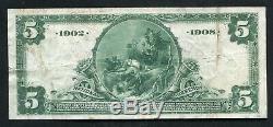 1902 $5 The First National Bank Of Detroit, MI National Currency Ch. #2707 Vf+