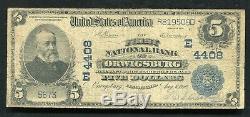 1902 $5 The First National Bank Of Orwigsburg, Pa National Currency Ch. #4408