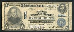 1902 $5 The Mellon National Bank Of Pittsburgh, Pa National Currency Ch. #6301
