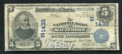 1902 $5 The National Bank Of Baltimore, Maryland National Currency Ch. #1432