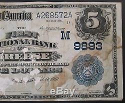 1902 Five Dollar National Currency, First National Bank of Breese, Illinois