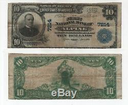 1902 PB $10 First National Bank Note Currency Alpine Texas Large Size Circ Fine