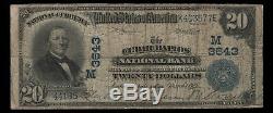 1902 Pb $20 Cedar Rapids Iowa National Bank Note Currency Circ Fine (577)