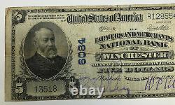 1902 Plain Back $5 National Currency The National Bank Of Winchester, Va Ch# 6084
