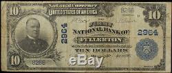 1902 Series National Bank Of Fullerton Nebraska $10 Currency Note F / Vf Fine