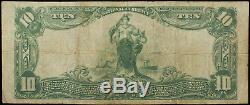1902 Series National Bank Of Fullerton Nebraska $10 Currency Note F / Vf Fine