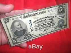 1902 U. S National Bank Of Houston Texas Currency Note $5 Dollar RARE 10152 BILL