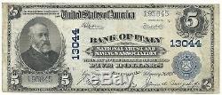 1902 US $5 National Currency Large Size Note Rare Bank of Italy California