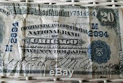 1902 US National Blue Seal Large $20 Currency Note! Bank Charter M2894