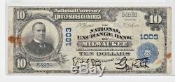 1905 $10 National Currency Note Exchange National Bank of Milwaukee bank #1003