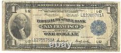 1918 $1 Dollar Federal Reserve Bank San Francisco National Currency Large MB971