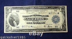 1918 $1 National Currency The Federal Reserve Bank of New York (Star) Note
