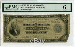 1918 $2 Federal Reserve Bank Minneapolis National Currency PMG 6 Note JD547