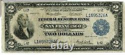 1918 $2 Federal Reserve Bank San Francisco National Currency Battleship JL515