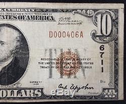 1929 $10.00 National Currency, The First National Bank of Rib Lake, Wisconsin