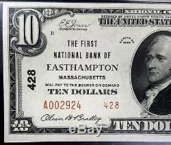 1929 $10.00 Type 2 National Currency, The First National Bank of Easthampton, MA