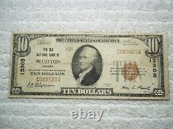 1929 $10 BLUFFTON Indiana IN National Currency T1 # 13305 OLD National Bank #