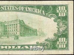1929 $10 Dollar Bill Pasadena California National Bank Note Currency Money 10167