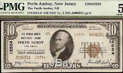 1929 $10 Dollar Bill Perth Amboy Ty 2 National Bank Note Currency Pmg 58 Epq