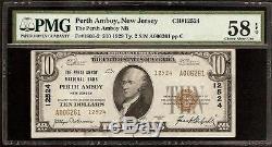 1929 $10 Dollar Bill Perth Amboy Ty 2 National Bank Note Currency Pmg 58 Epq