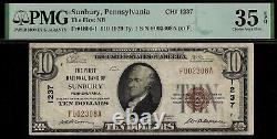 1929 $10 National Bank Sunbury, Pennsylvania CH# 1237 PMG 35EPQ total 35 known